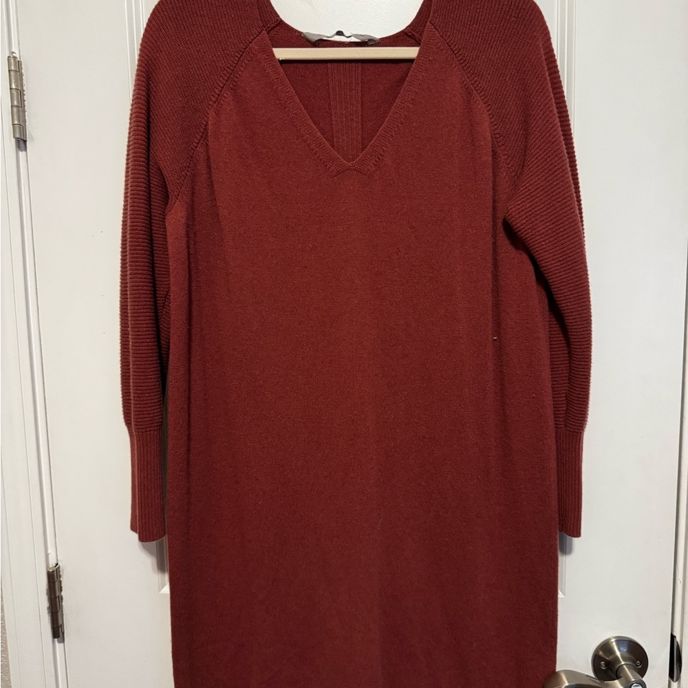 Pinky Mauve V-Neck Sweater Dress